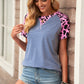 Striped Leopard Raglan Sleeve Tee