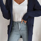 Ribbed Open Front Hooded Cardigan with Pockets