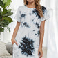 Tie-Dye Round Neck Tee Dress with Pockets