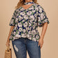 Plus Size Floral Flutter Sleeve Cutout Blouse