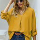 V-Neck Roll-Tab Sleeve Blouse