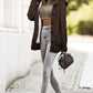 Cable-Knit Fleece Lining Button-Up Hooded Cardigan