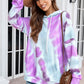 Dropped Sleeve Tie-dye Hoodie with Drawstring