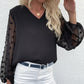 Swiss Dot Sleeve V-Neck Top