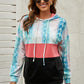 Snake Print Color Block Drawstring Detail Hoodie