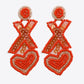 Random 2-Pair Heart and X-Shape Bead Dangle Earrings