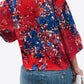 Printed Deep V Tie Hem Blouse
