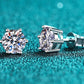 925 Sterling Silver 6-Prong 2 Carat Moissanite Stud Earrings