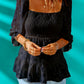 Applique Flounce Sleeve Smocked Peplum Top