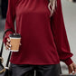 Cutout Gathered Detail Mock Neck Top