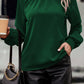 Cutout Gathered Detail Mock Neck Top