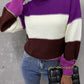 Color Block Lantern Sleeve Turtleneck Sweater