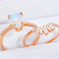 Natural Moonstone and Zircon 18K Rose Gold-Plated Two-Piece Ring Set