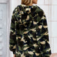 Camouflage Half Zip Fuzzy Hoodie