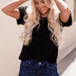 Round Neck Mesh Trim Short Sleeve Tee