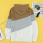Full Size Range Color Block Cowl Neck Hoodie