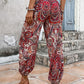 Paisley Print Smocked High-Waist Pants
