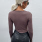 Twist Front V-Neck Long Sleeve Bodysuit