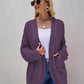 Cable-Knit Curved Hem Open Front Cardigan