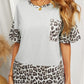 Leopard Color Block Dropped Shoulder Pocket Tee