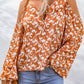 Floral Cold-Shoulder Flare Sleeve Blouse