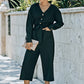 Belted Button Front Cropped Jumpsuit