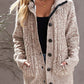 Cable-Knit Fleece Lining Button-Up Hooded Cardigan