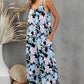 Botanical Print Spaghetti Strap Cropped Jumpsuit