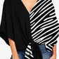 Printed Deep V Tie Hem Blouse