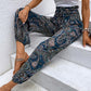 Paisley Print Smocked High-Waist Pants