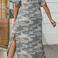 Plus Size Short Sleeve Split Curved Hem Dress