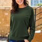 Round Neck Raglan Sleeve Exposed Seam Sweatshirt