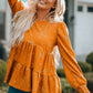 Floral Puff Sleeve Round Neck Babydoll Top