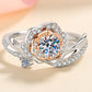 925 Sterling Silver Rose-Shaped Moissanite Ring