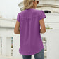 Swiss Dot Notched Neck Short Sleeve Top