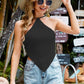 Tied Backless Point Hem Knit Top