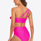 Ruffled One-Shoulder Buckled Bikini Set