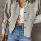Raw Hem Button Down Corduroy Jacket with Pockets