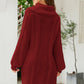 Mixed Knit Turtleneck Lantern Sleeve Sweater Dress