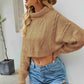 Cable-Knit Turtleneck Cropped Knit Pullover