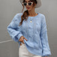 Cable-Knit Openwork Round Neck Sweater