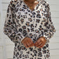 Leopard Button Down Ruched Flounce Sleeve Top