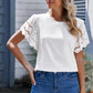 Round Neck Flutter Sleeve Top