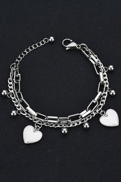 Heart Charm Stainless Steel Bracelet