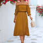 Frilled Off-Shoulder Flounce Sleeve Dress