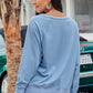 Round Neck Raglan Sleeve Exposed Seam Sweatshirt