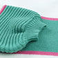 Color Block Buttoned V-Neck Sweater