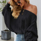 Openwork Boat Neck Dolman Sleeve Sweater