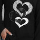 Heart Contrast V-Neck Long Sleeve Tee