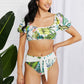 Marina West Swim Vacay Ready Puff Sleeve Bikini in Floral